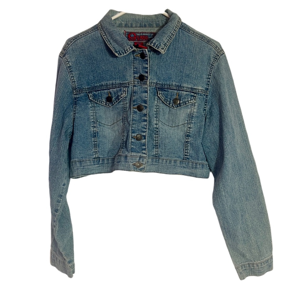 Star Jeans Women's Medium Wash Mini Cropped Denim Jean Jacket Size XL